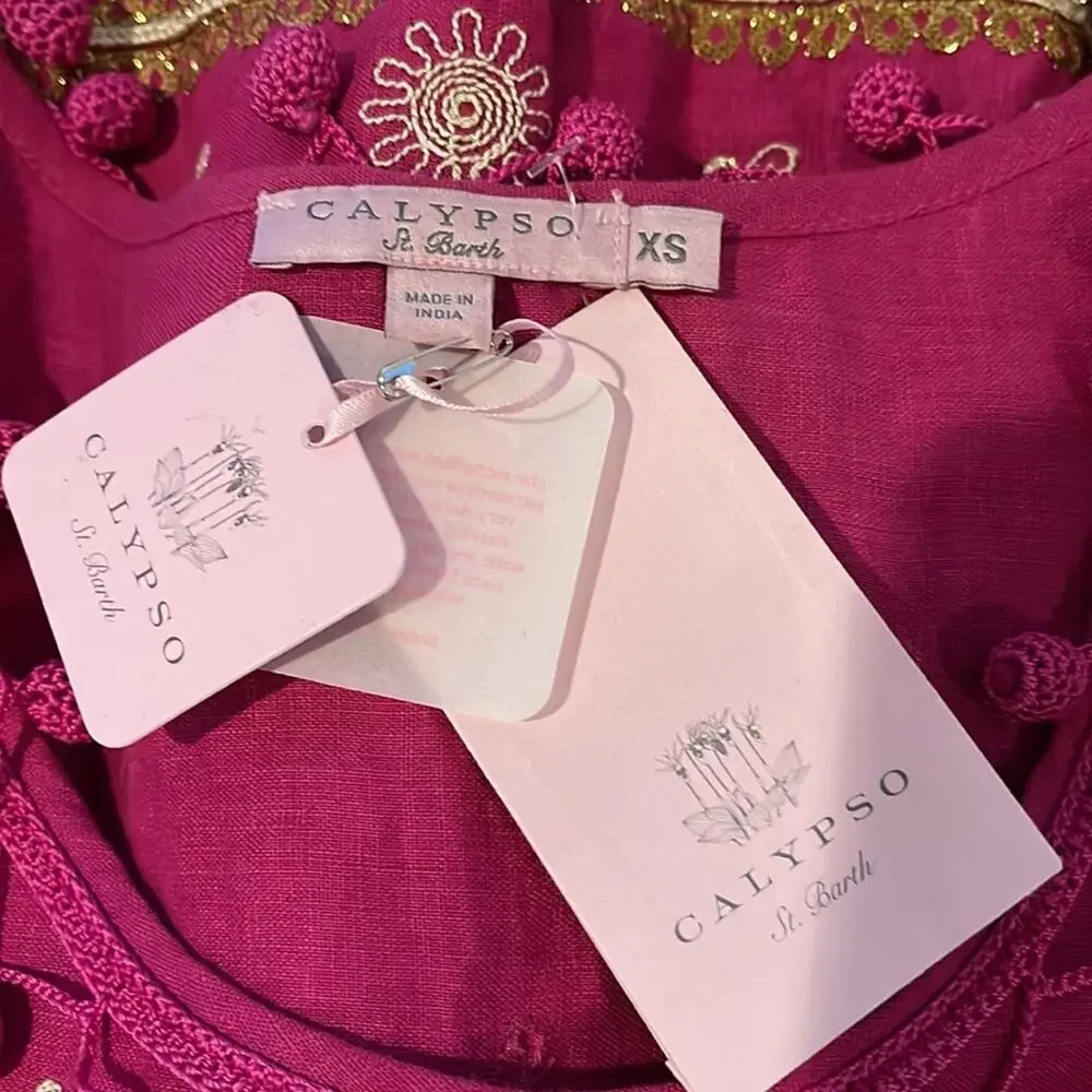 Calypso St. Barth Zulema Linen Dress Pink Size XS - Picture 12 of 12